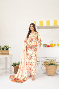 🍑Tawakkal Zurina Printed Leather Peach Suit – D-4481 by Tawakkal Fabrics 🍑 زرینہ پرنٹڈ لیذر پیچ سوٹ – D-4481 از توکل فیبرکس