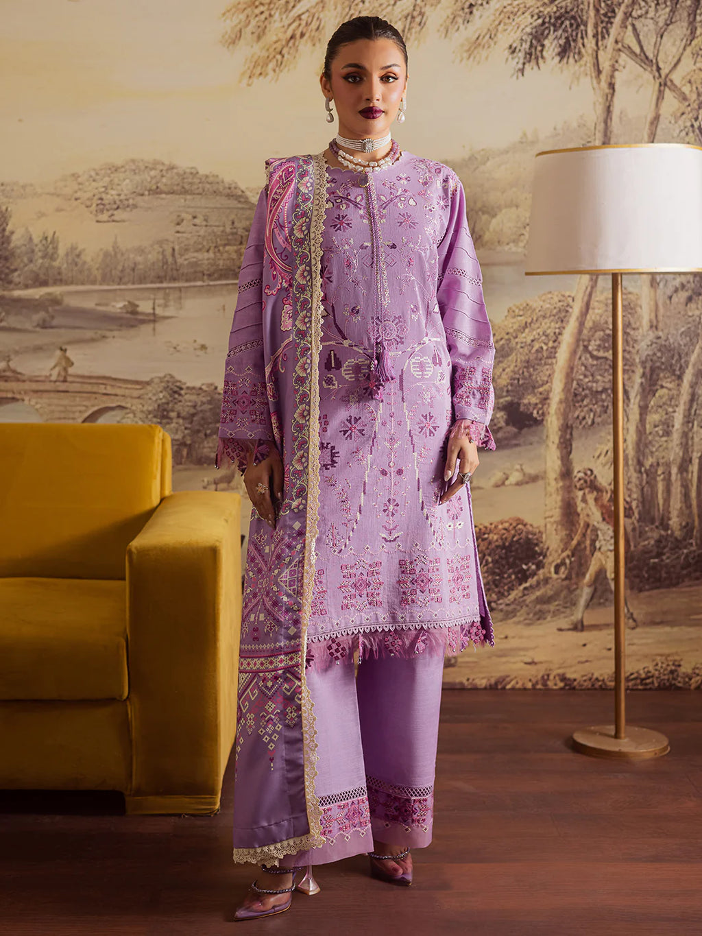 Mahnur Nova Khaddar ’25 – NK-11 | Plum Radiance | Premium Digital Printed 3PC Winter Suit ماہنور نووا کھدر ’25 – این کے-11 | پلَم ریڈیئنس | پریمیم ڈجیٹل پرنٹڈ تین پیس ونٹر سوٹ