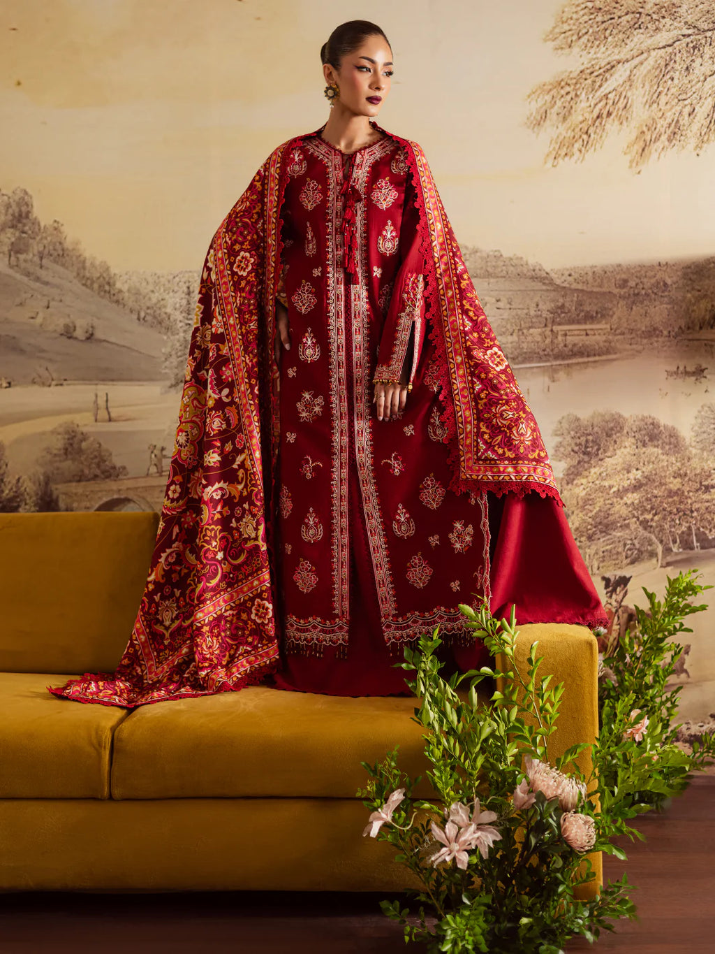 Mahnur Nova Khaddar ’25 – NK-12 | Olive Bloom | Premium Digital Printed 3PC Winter Suit ماہنور نووا کھدر ’25 – این کے-12 | اولیو بلوم | پریمیم ڈجیٹل پرنٹڈ تین پیس ونٹر سوٹ