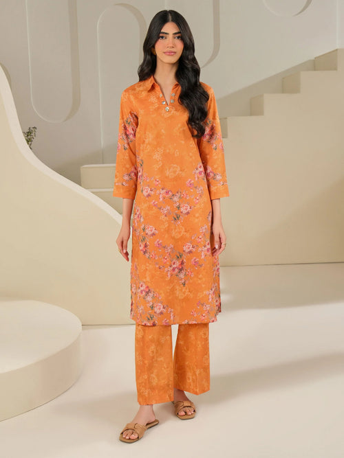 Limelight Unstitched Printed 2 Piece Cambric Suit – U3956 Orange | Rizwan Fabrics لیم لائٹ غیر سلا ہوا پرنٹڈ دو پیس کیمبریک سوٹ – U3956 اورنج | رضوان فیبریکس