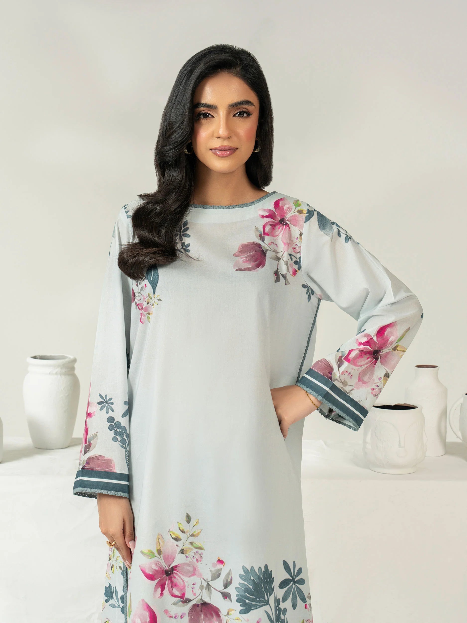 Limelight Unstitched Printed 2 Piece Cambric Suit – U4384 Sky Blue | Rizwan Fabrics لیم لائٹ غیر سلا ہوا پرنٹڈ دو پیس کیمبریک سوٹ – U4384 اسکائی بلیو | رضوان فیبریکس